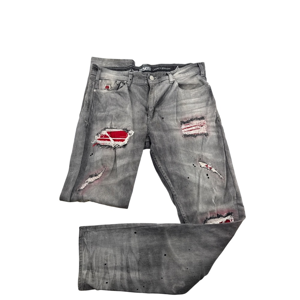 Jordan Craig Aaron Legacy Edition Grey Distressed Red Underlay Jeans 36/34 JM273